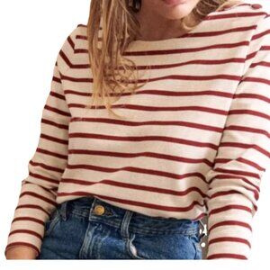 Sezane Colette Marinière Ecru / Burgundy - Size XS